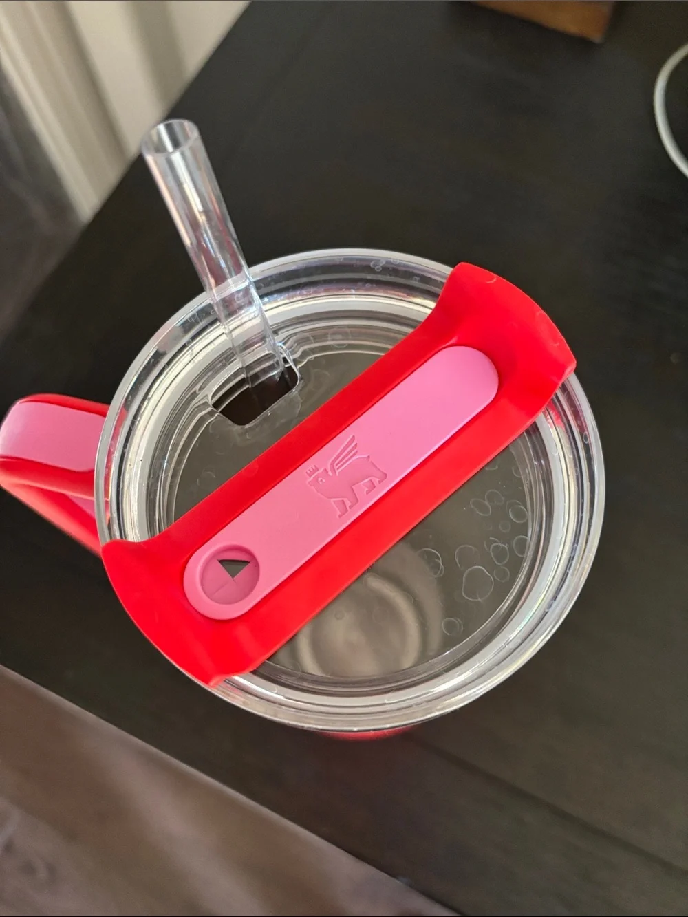 Stanley Red Travel Tumbler with Handle and Clear Lid - Picture 3 of 4